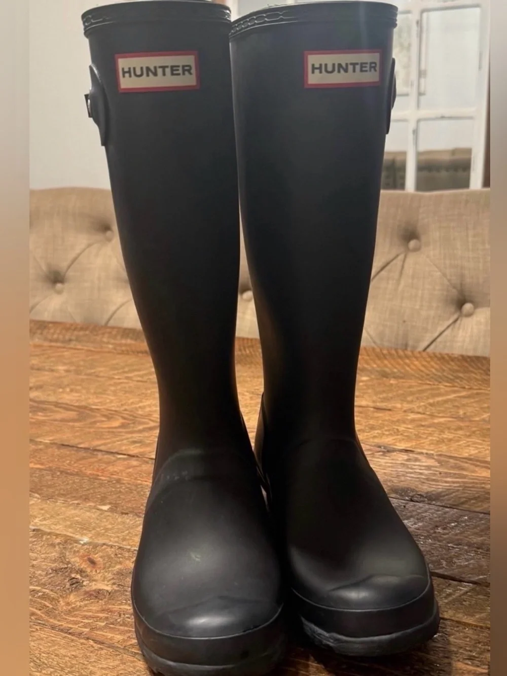 Women’s Hunter Tall Black Waterproof Rain Boots (Size 5)